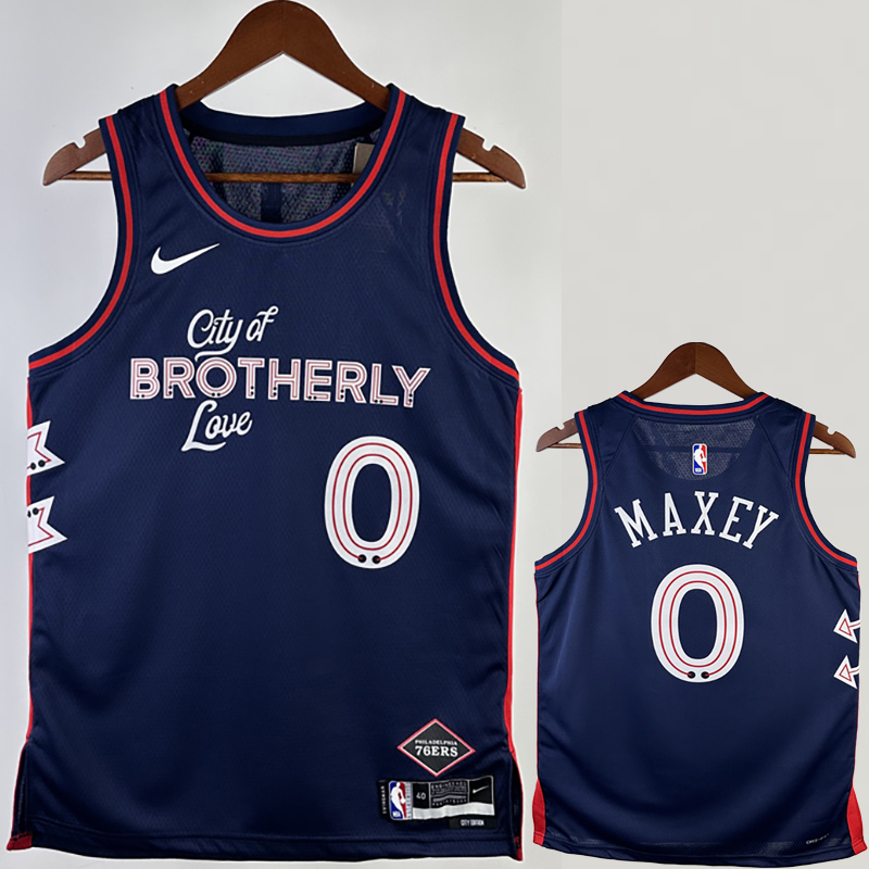 23-24 76ERS MAXEY #0 Dark Blue City Edition Top...