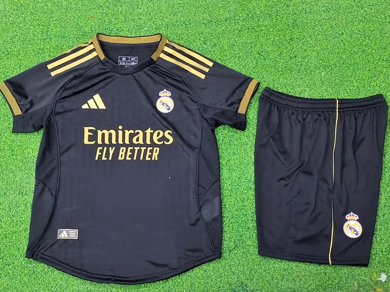25-26 RMA Black Special Edition Kids Player Version Soccer Jersey (球员童装)