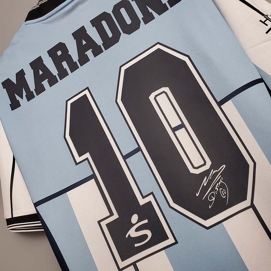 MARADONA 10# Argentina Home Retro Soccer Jersey...
