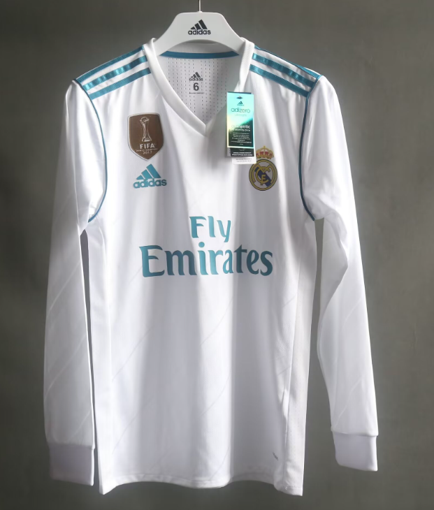 2017/2018 RMA Home Long Sleeves Player Version 1:1 Quality Retro Soccer Jersey