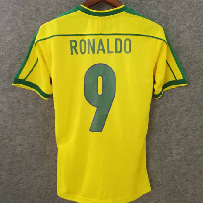 1998 Ronaldo # 9 Brazil Home Retro Soccer Jersey