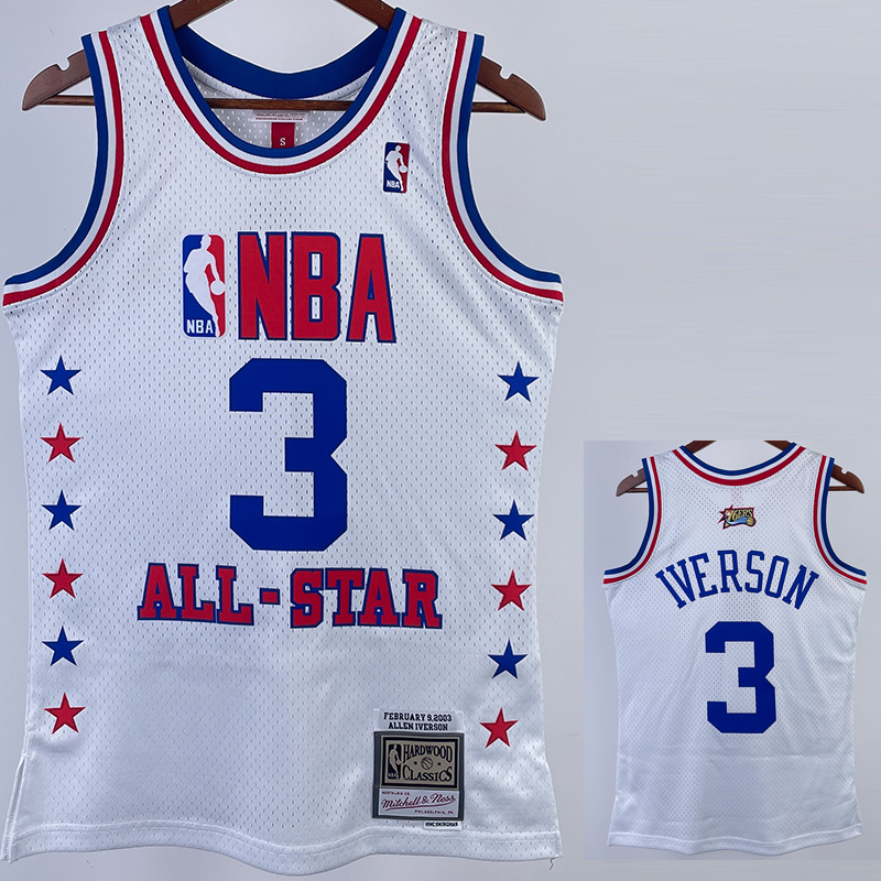 ALL-STAR IVERSON #3 White Top Quality Hot Press...