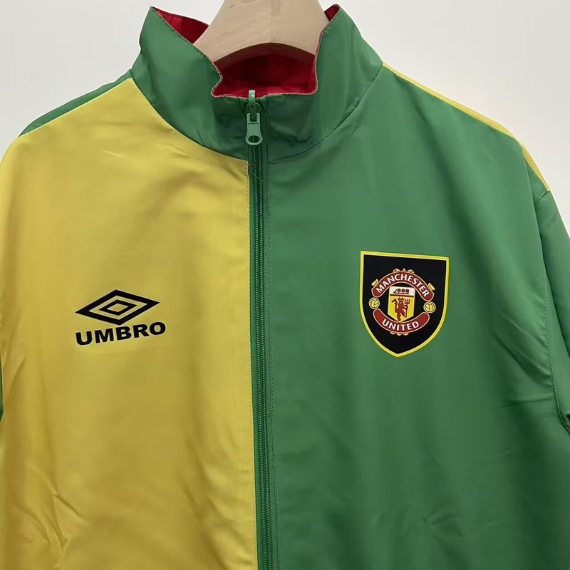 24-25 Man Utd Green Yellow Retro Double Sided Windbreaker (双面风衣)