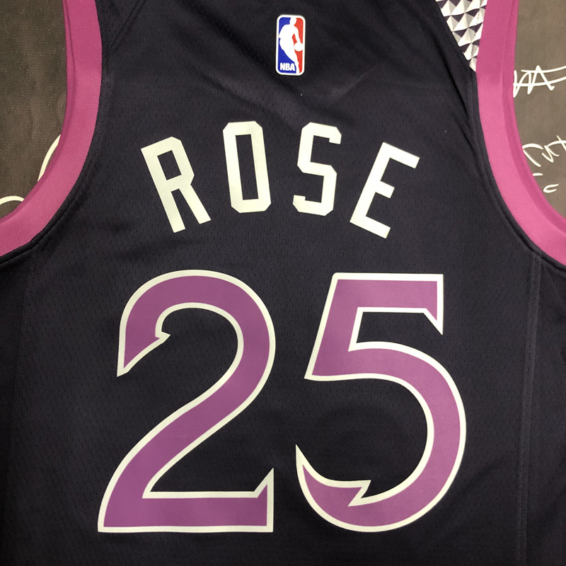 Timberwolves ROSE #25 Purple Black Top Quality ...