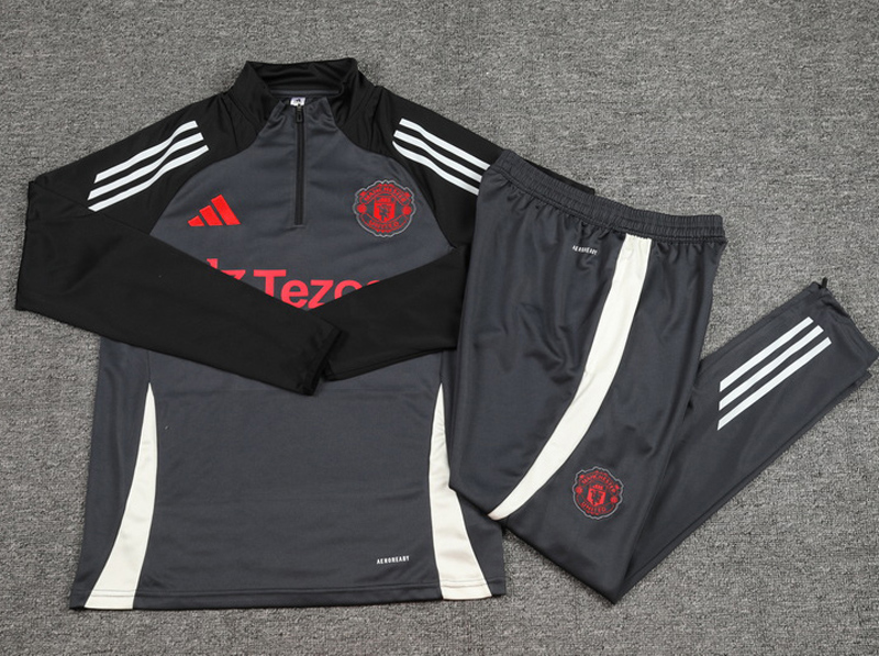24-25 Man Utd Dark gray Half Pull Tracksuit (半拉链)