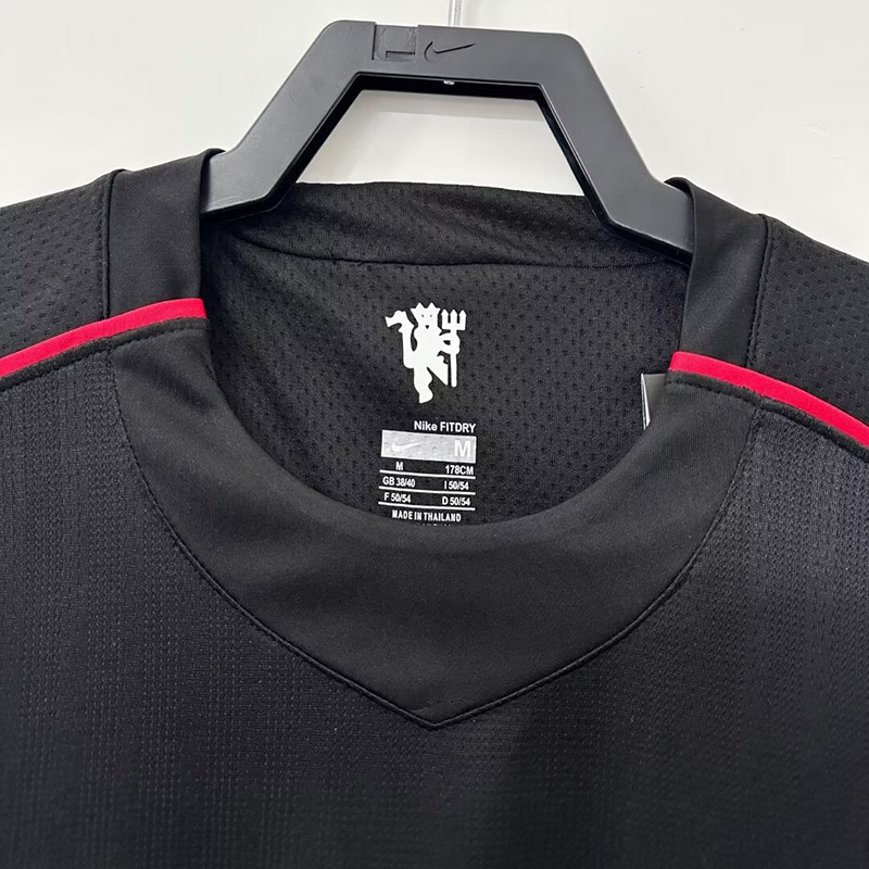 2007-2008 Man Utd Away Black Retro Soccer Jersey
