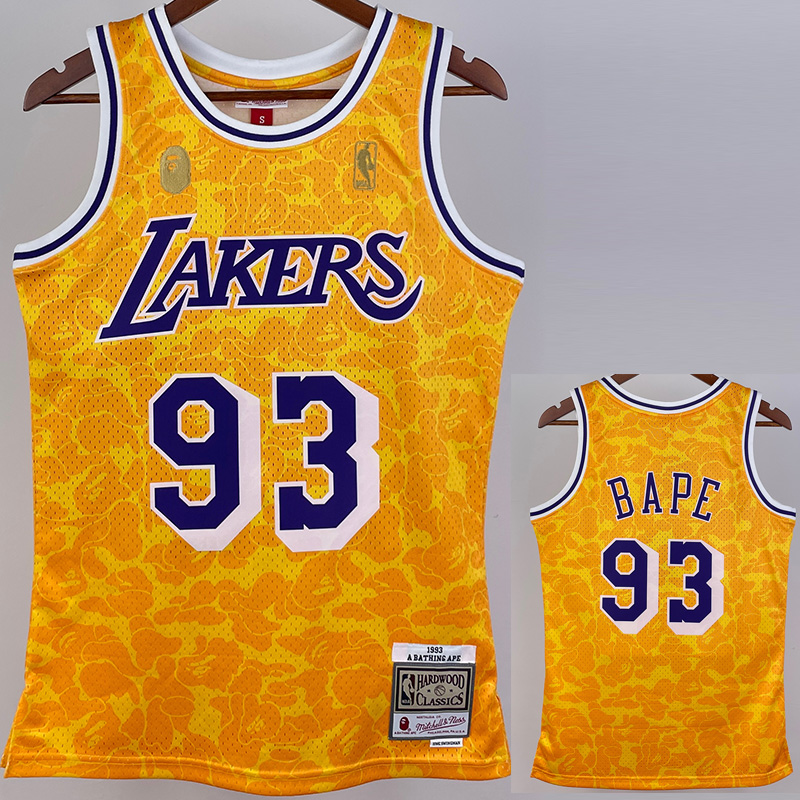 2023 LAKERS & BAPE #93 Yellow Top Quality Hot P...