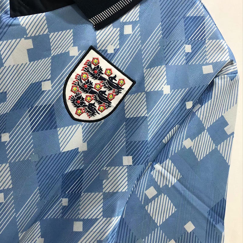 1990 England Away Blue Retro Soccer Jersey
