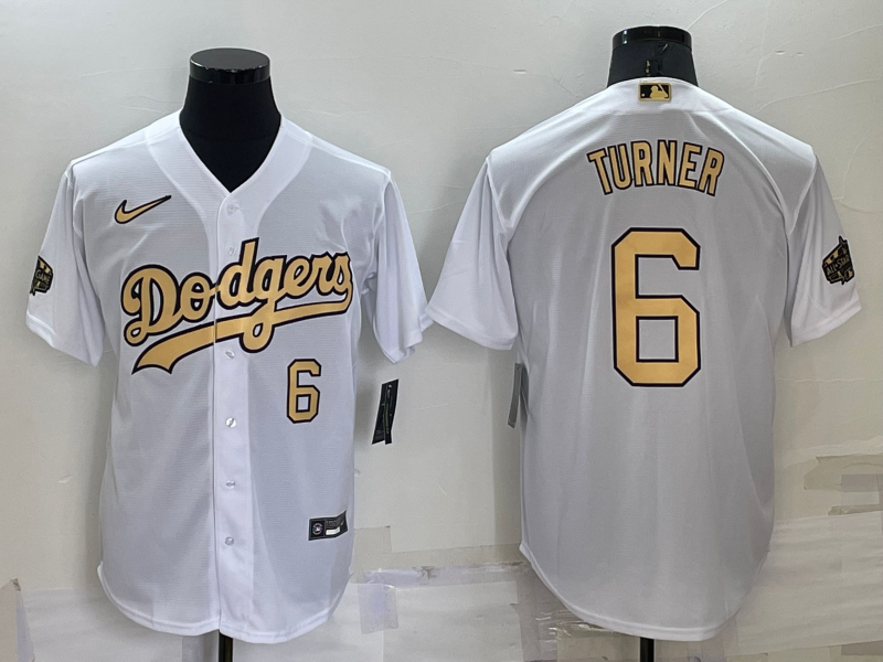 2022 Men's Los Angeles Dodgers Turner 6 white MLB Jersey