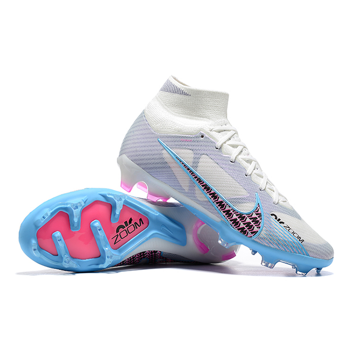 Air Zoom Mercurial Superfly IX Elite FG High Soccer Shoes-White/Blue-9497211