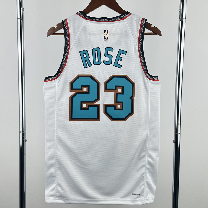 24-25 Grizzlies ROSE #23 White Retro Top Quality Hot Pressing NBA Jersey