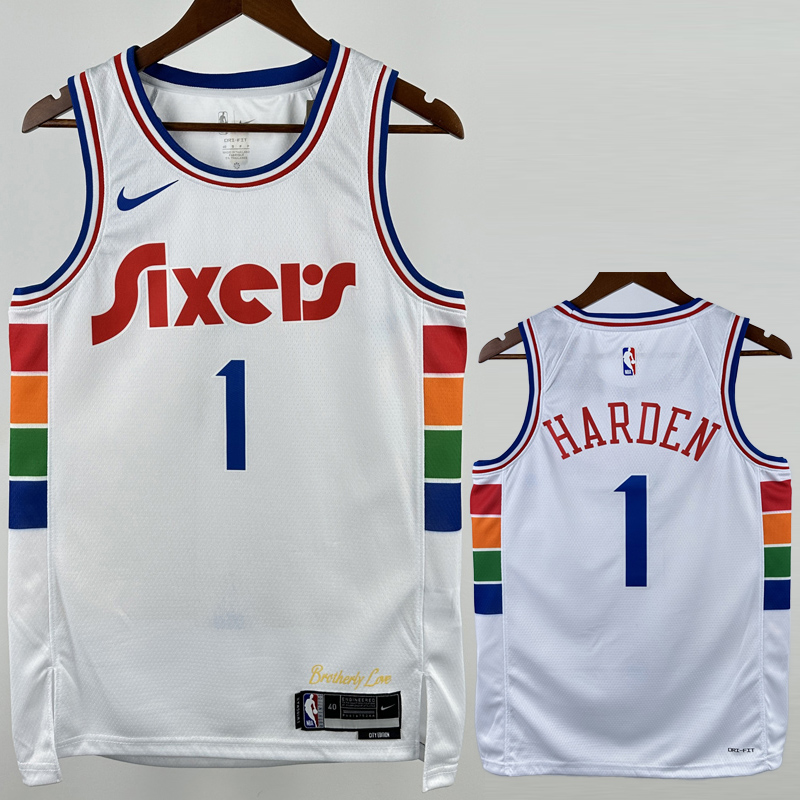 24-25 76ERS HARDEN #1 White City Edition Top Quality Hot Pressing NBA Jersey
