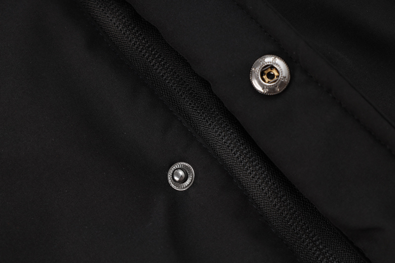 24-25 Napoli Black Hooded Windbreaker Fabric Cotton Coat #G237