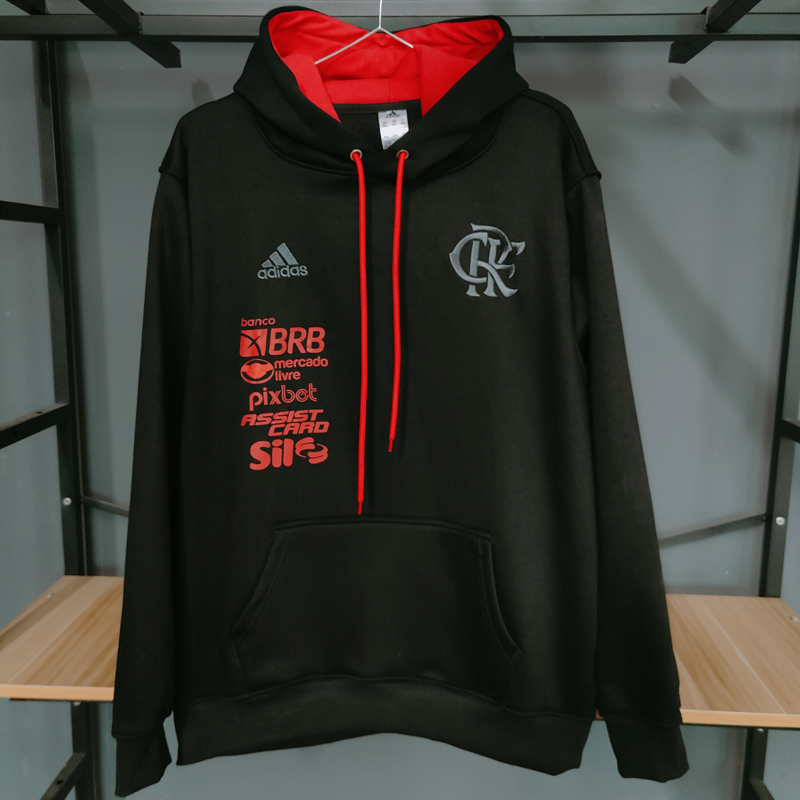 2023 Flamengo Black Hoody (加绒-刺绣-前带广告)