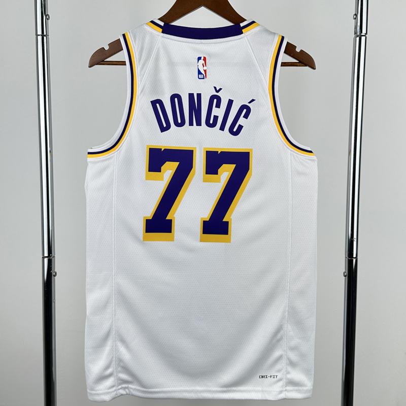 22-23 Lakers DONCIC #77 White Top Quality Hot Pressing NBA Jersey(圆领)