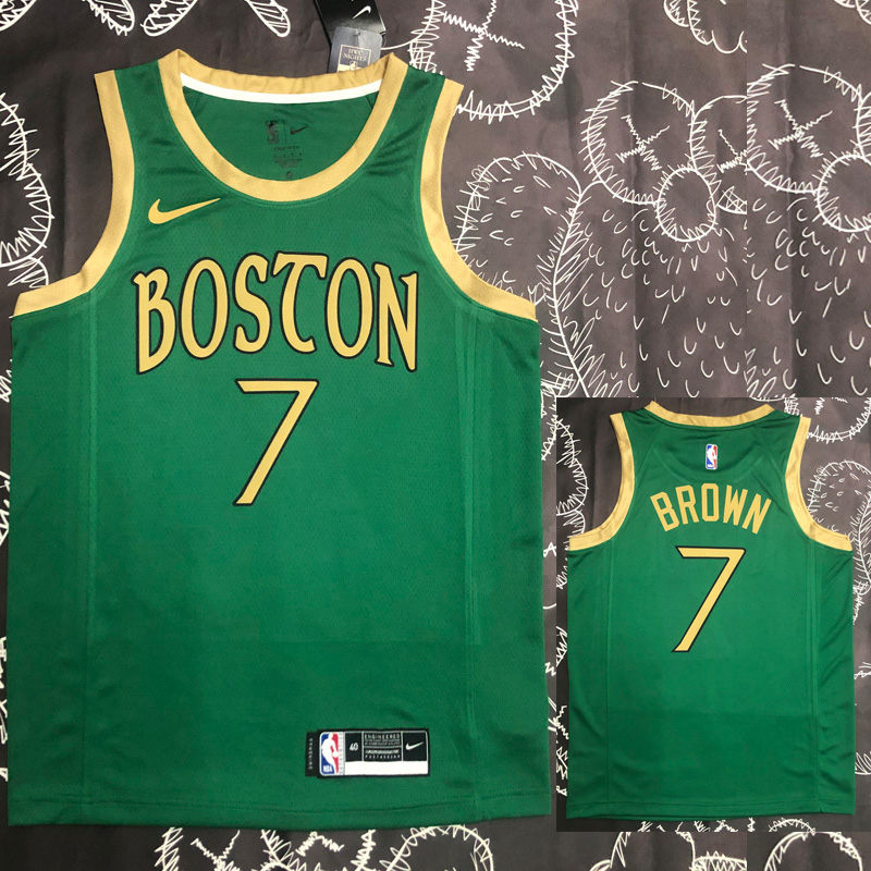 2020 CELTICS BROWN #7 City Edition Green Top Qu...
