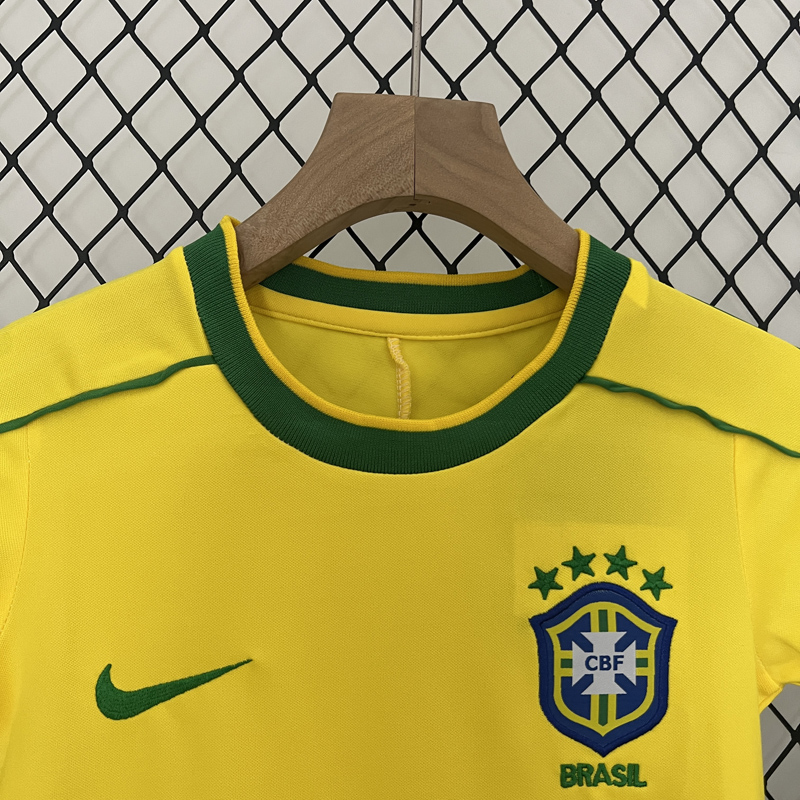 1998 Brazil Home Kids Retro Soccer Jersey