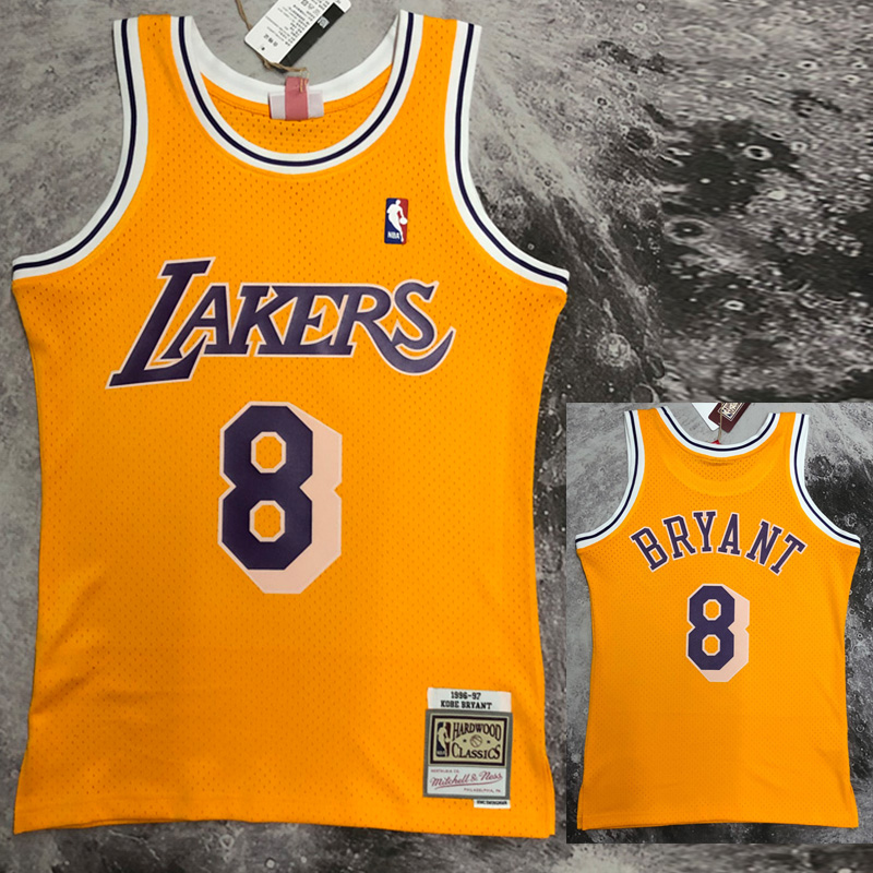 1997 LAKERS BRYANT #8 Yellow Retro Top Quality ...