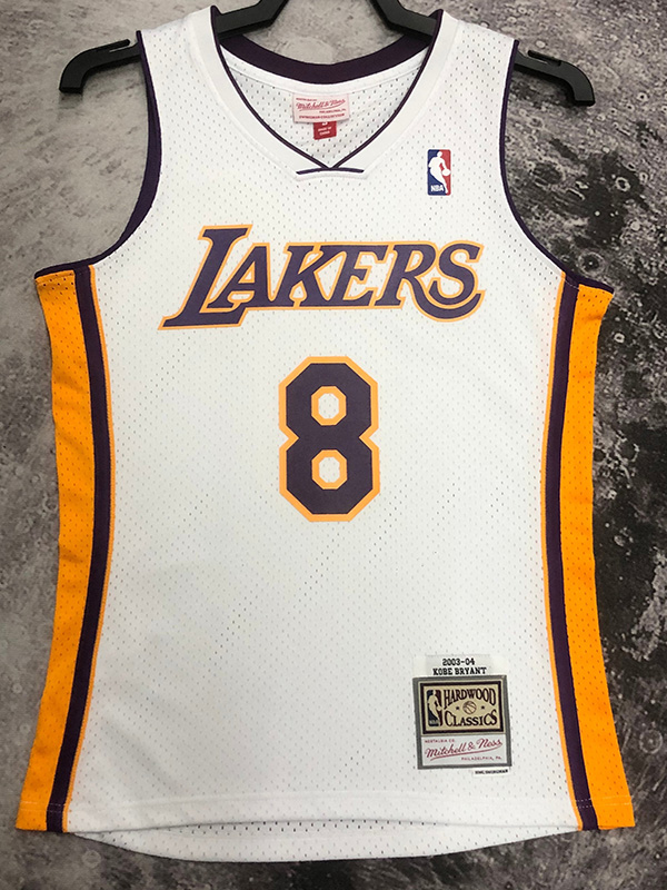 2003-04 LAKERS BRYANT #8 White Retro Top Qualit...