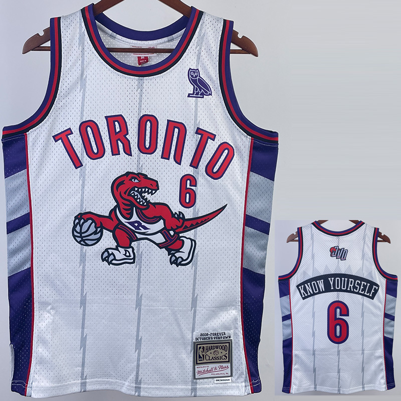 Raptors KNOW YOURSELF #6 White Retro Top Qualit...