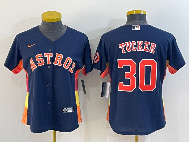Houston Astros Women's baseball jersey TUCKER 30 fans edition blue