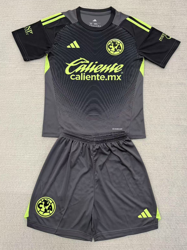 25-26 Club America Black GoalKeeper Kids Soccer Jersey
