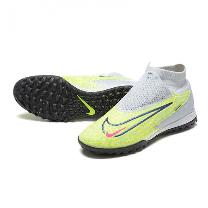 Phantom GX Elite DF Link TF High Soccer Shoes-Green/Gray-2333110