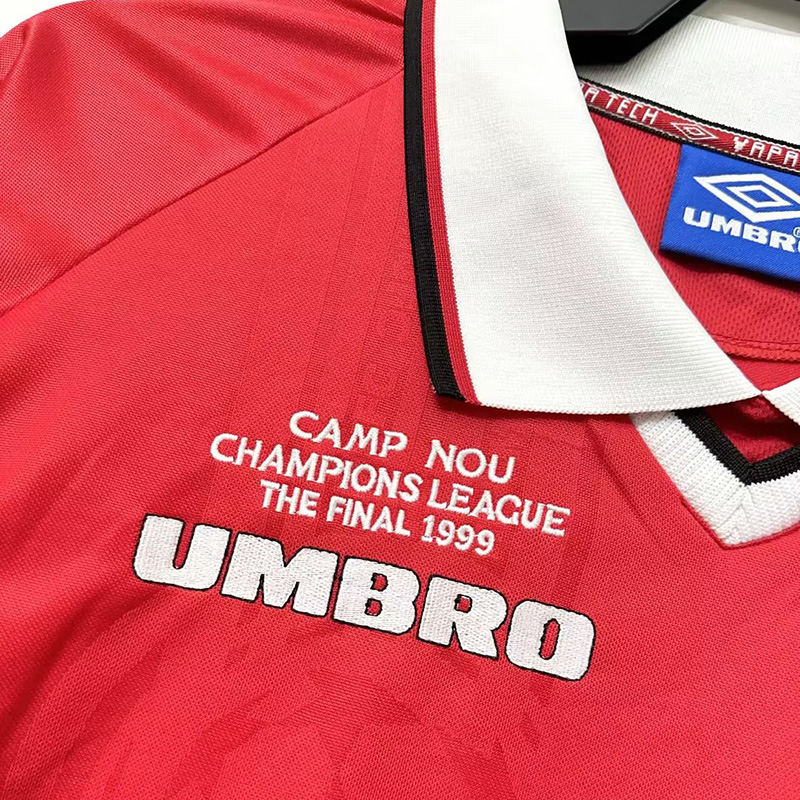 1999 Man Utd Final Long Sleeve Retro Soccer Jer...