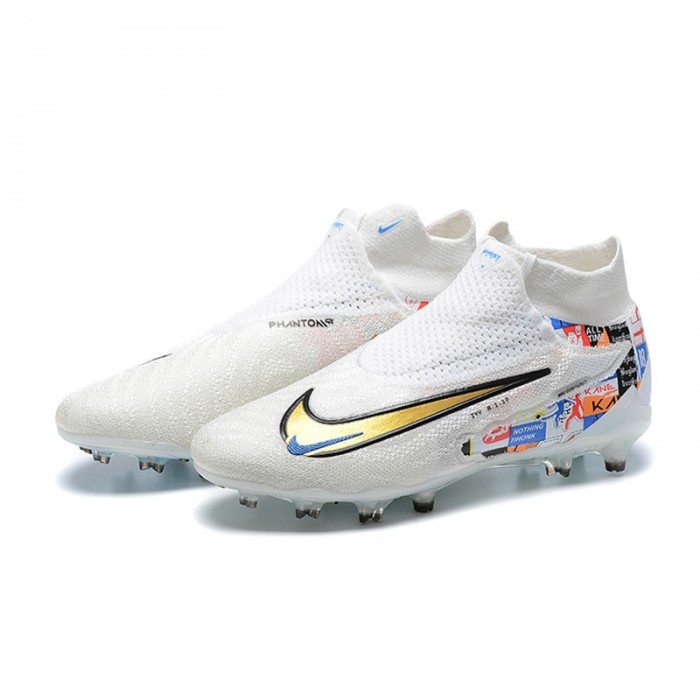 Phantom GX Elite FG High Soccer Shoes-White/Gold-6266385