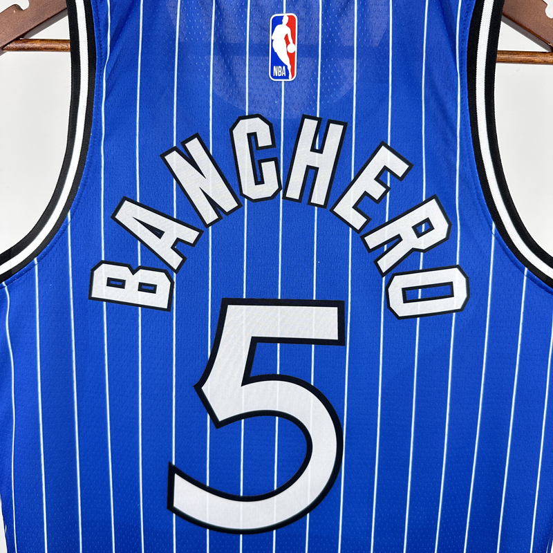 2018-2019 Magic BANCHERO #5 Blue Retro Top Quality Hot Pressing NBA Jersey (条纹)
