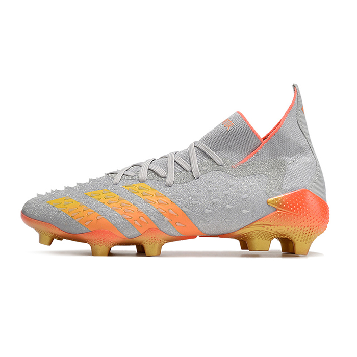 PREDATOR FREAK + FG High Soccer Shoes-Gray/Orange-3861034