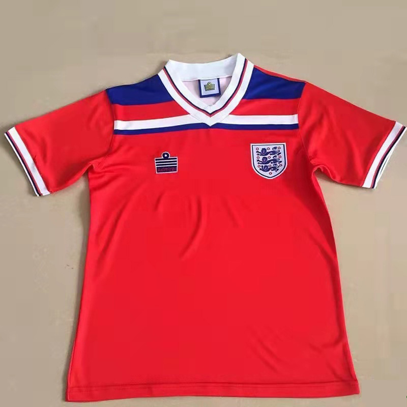 1980-1982 England Away Red Retro Soccer Jersey