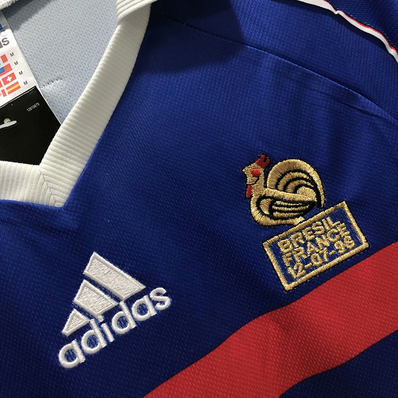 1998 France Home Long Sleeve Retro Soccer Jerse...