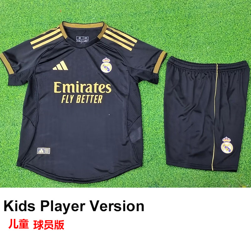 25-26 RMA Black Special Edition Kids Player Version Soccer Jersey (球员童装)