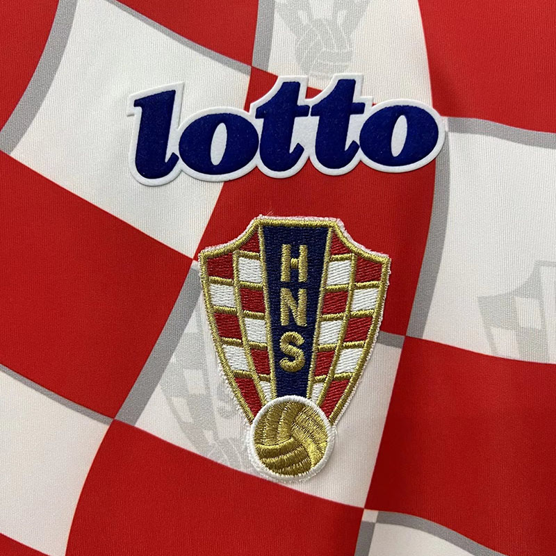 1998 Croatia Home Red And White Retro Soccer Je...