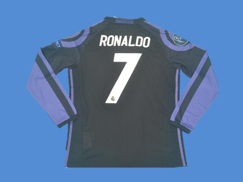 2016-2017 RMA Away Black Long Sleeve Retro Socc...
