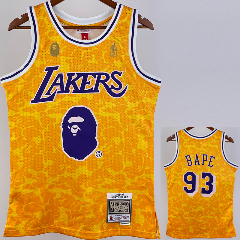 2023 LAKERS & BAPE #93 Yellow Top Quality Hot P...