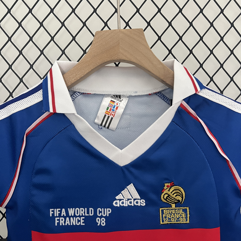 1998 France Home Kids Retro Soccer Jersey