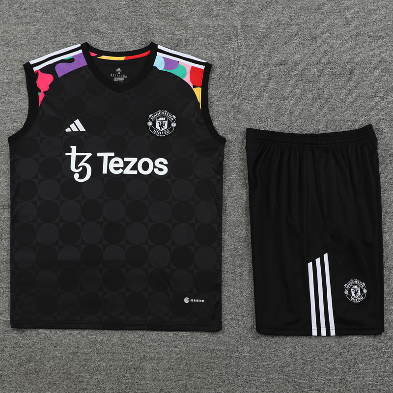 24-25 Man Utd Black Tank top and shorts suit