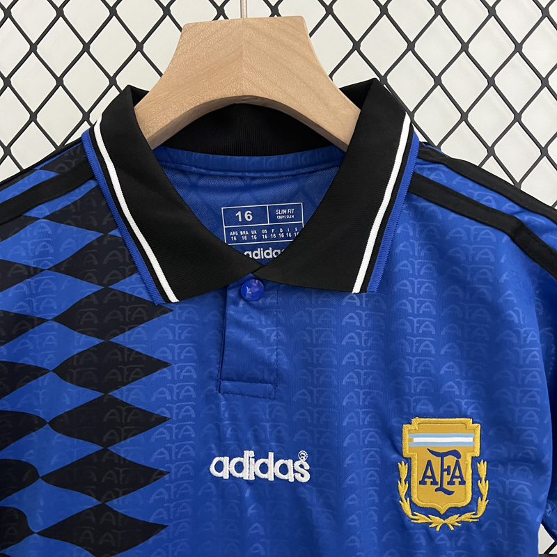 1994 Argentina Away Kids Retro Soccer Jersey
