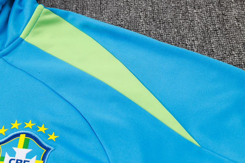 24-25 Brazil Lake blue Hoodie Half Pull Tracksuit #F567半拉连帽