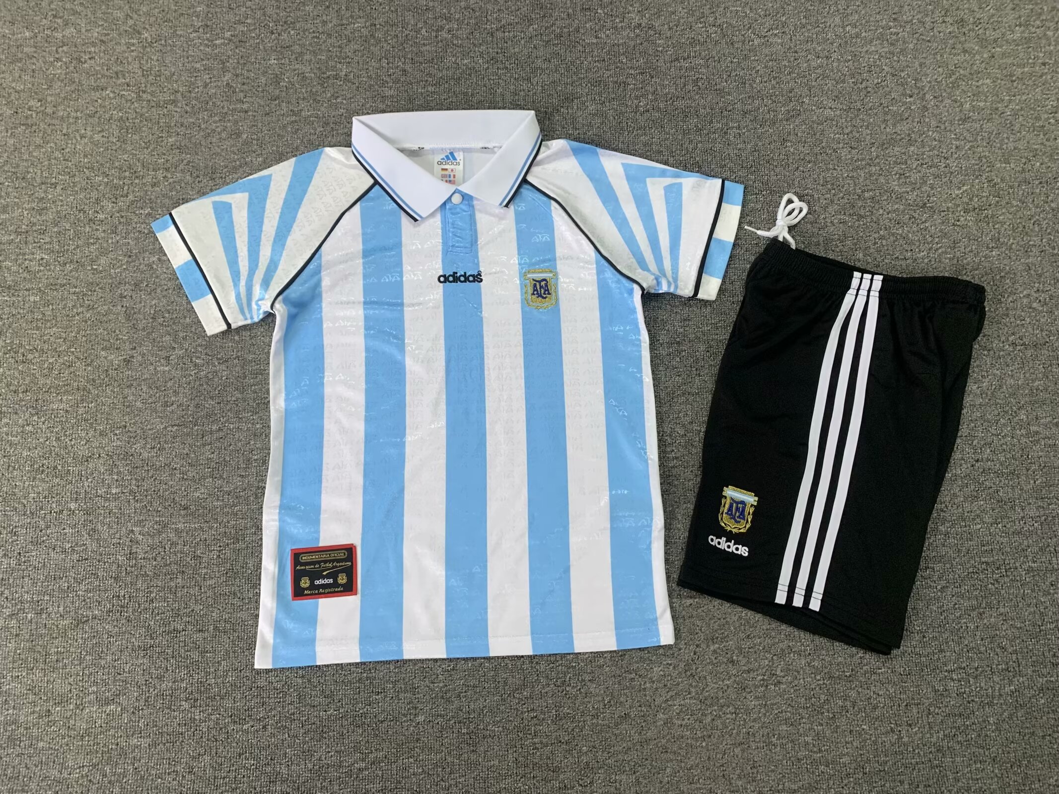 1996 Argentina Home Kids Retro Soccer Jersey