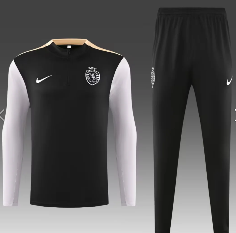24-25 Sporting Lisbon Black Half Pull Tracksuit (半拉链)
