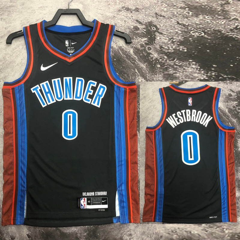 22-23 OKC WESTBROOK #0 Black Top Quality Hot Pr...