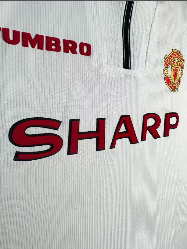1998 Man Utd White Long Sleeve Retro Soccer Jersey (长袖)