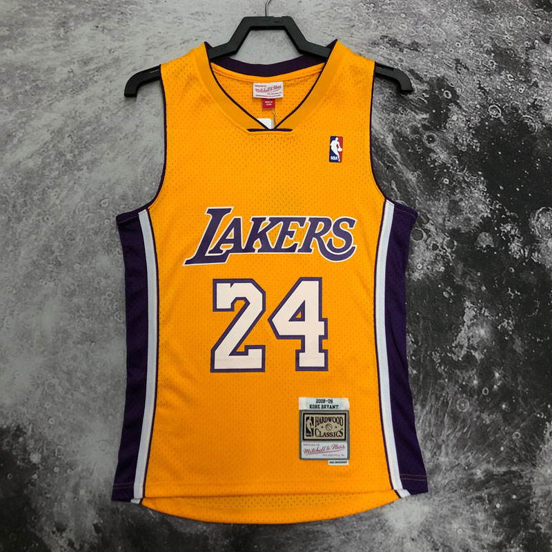 2009 LAKERS BRYANT #24 Yellow Retro Top Quality...