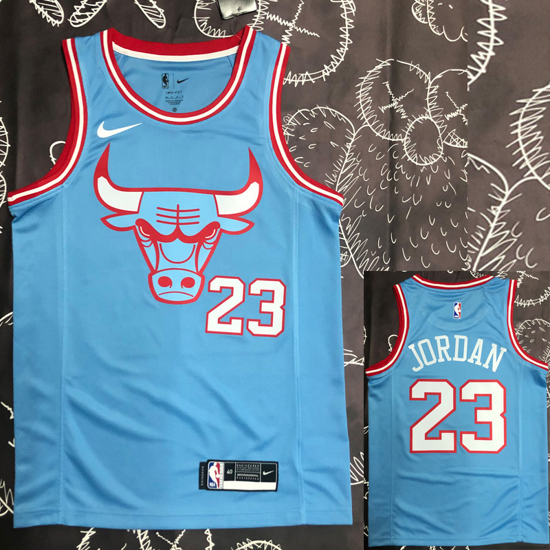 BULLS JORDAN #23 Blue Top Quality Hot Pressing ...