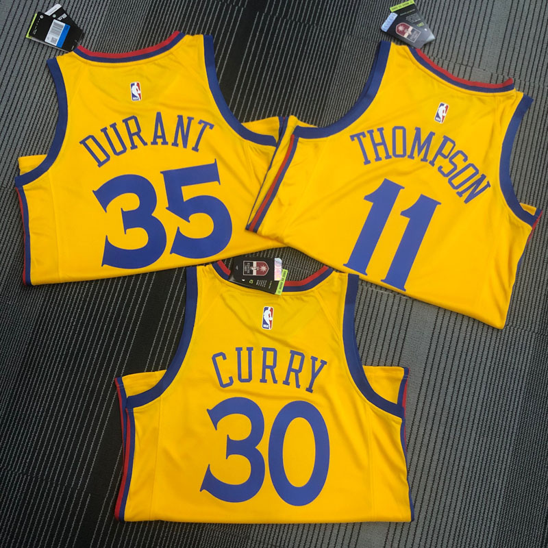 2018 Warriors CURRY #30 Yellow Retro NBA Jersey