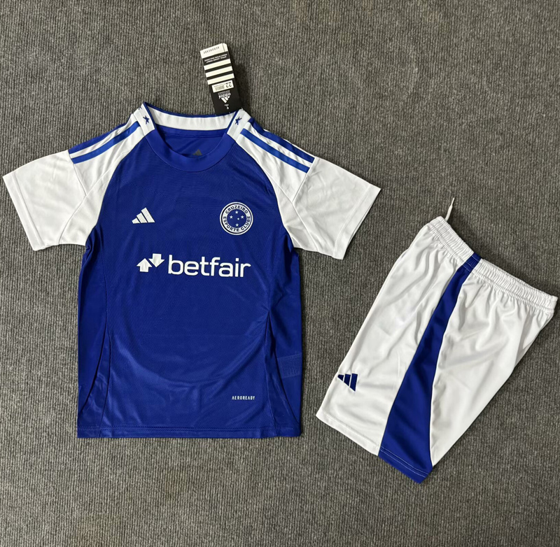 25-26 Cruzeiro Home Kids Soccer Jersey