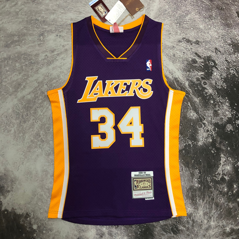 2000 LAKERS O‘NEAL #34 Purple Retro Top Quality...